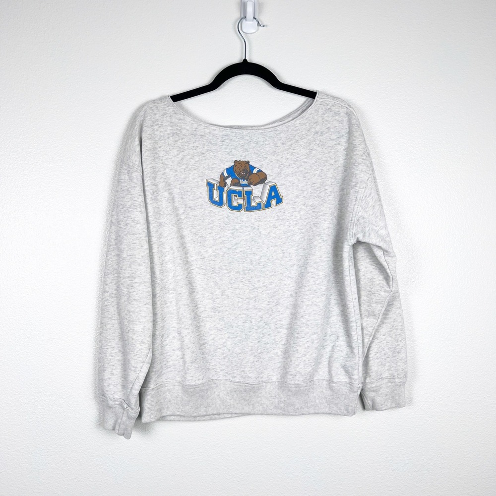 Hollister UCLA Boat Neck Sweatshirt Grey Graphic Pullover XS